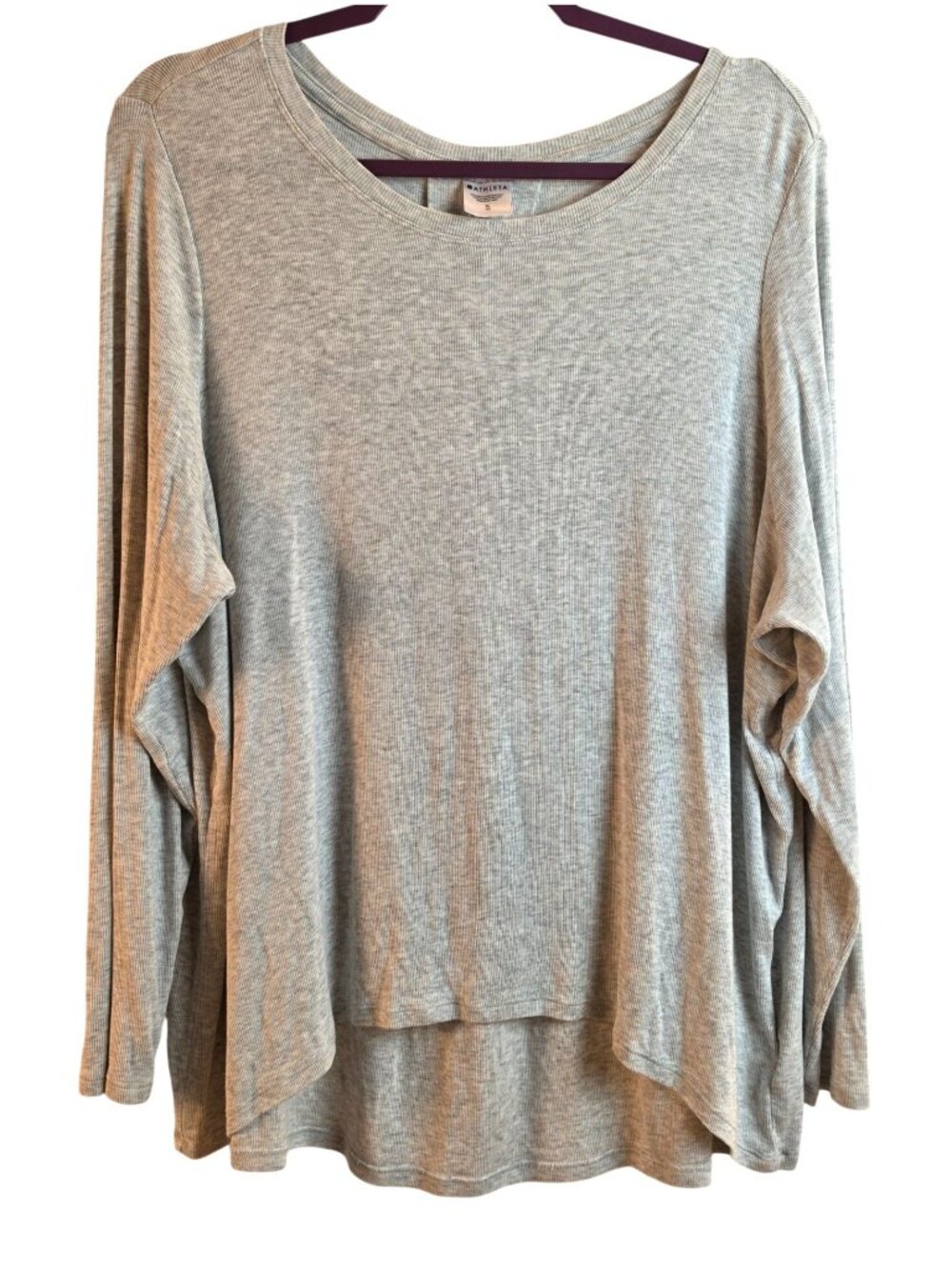 Athleta With Ease Top Gray Ribbed Modal Oversized Long Sleeve Women XL